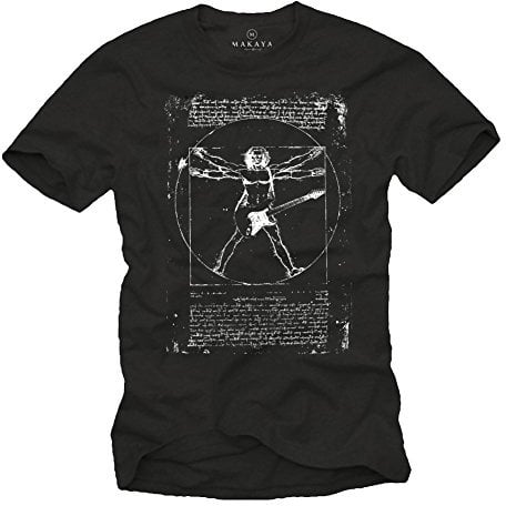 MAKAYA Musik T-Shirts mit Gitarre Leonardo Da Vinci Männer S-XXXXXL