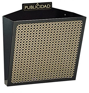 ARREGUI E2313 Cesta de Publicidad de Acero | 11 L | 30,5 x 32 x 19 cm | Cuerpo negro y Rejilla de color ocre