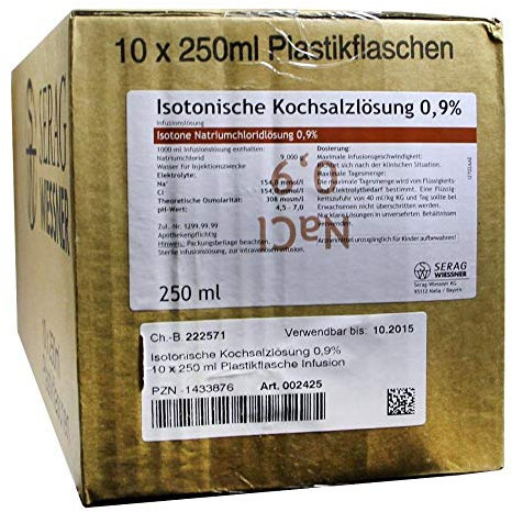 ISOTONISCHE Kochsalzlösung 0,9% Plastik Inf.-Lsg. 10X250 ml