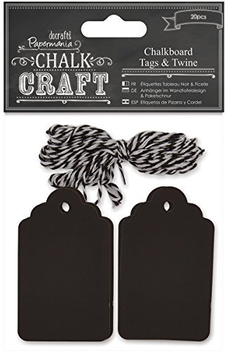 docrafts Papermania Chalk Craft Chalkboard Tags & Twine (20 Pieces)