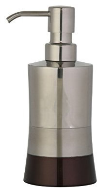 axentia 122365 Seifenspender Lucca, Badaccessoires, Portionierung von Flüssigseife, Dekoration für das Badezimmer, Edelstahl mit Kupferpart, ca. 7 x 7 x 19,8 cm, 3-farbig