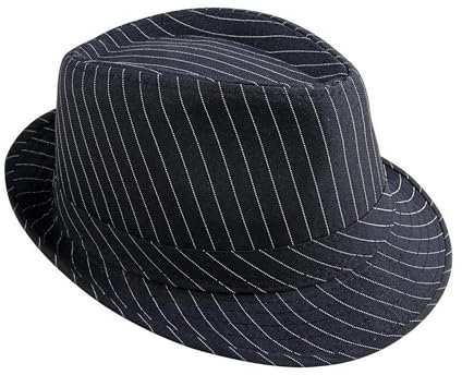 P'TIT CLOWN - 40388 - Chapeau Borsalino - Rayé Noir et Blanc - Gangster, Mafia - Accessoire de Déguisement Gangster, Mafia, Al Capone - Pour Carnaval, Fêtes Costumées, Cosplay - Adulte - Unisexe