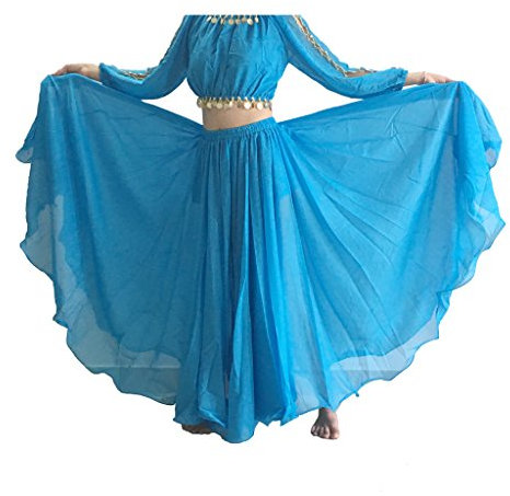 BestDance Full Circle Rock Bauchtanz Tribal Kostüme Maxi Langer Rock Kleid, himmelblau, Einheitsgröße