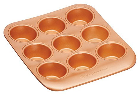 MasterClass Smart Ceramic Muffin Tray with Robust Non Stick Coating, Carbon Steel, Stackable 9 Hole Cupcake Tin, 24 x 22 cm