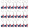 24 Pack 2 x 10 cm American Flag Keychain, 4th of July Party Favours