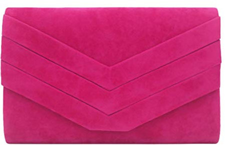 Fioeyr Stylish Faux Suede Envelop Style Bridal Wedding Evening Clutch Party Purse Hand Bag