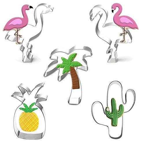 Aeromdale Ausstechformen-Set, Flamingo, Ananas, Palme, Kaktus, Edelstahl, 5 Stück