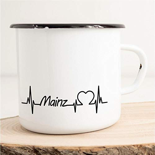 Huuraa Emaille Tasse Mainz Geschenk Kaffeebecher Vintage 300ml Mainz Geschenkidee