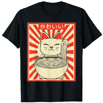 Retro Kawaii Katze Kätzchen Ramen Japanische Küche Kultur T-Shirt