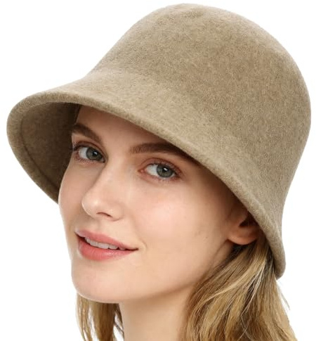 ITODA - Cappello Invernale da Donna in Feltro di Lana, Termico, Elegante, Stile Vintage, Casual, Pieghevole, Colore Puro, in Morbido Pile, per Donne e Ragazze
