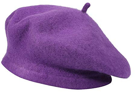 ZLYC Femmes Classique Francais Laine Chapeau de Béret(Violet foncé),Taille Unique