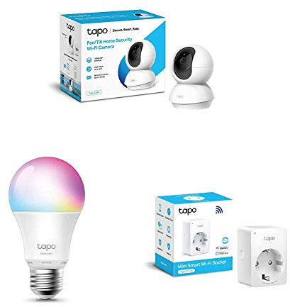 TP-Link - Cámara de Vigilancia + WiFi Enchufe Inteligente + Bombilla LED Inteligente