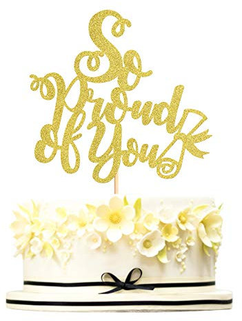 Blumomon Gold Glitter So Proud of You Cake Topper Graduation Cake Topper Happy Graduation Cake Decoration You Make It and We are So Proud of You Party Decoration Supplies