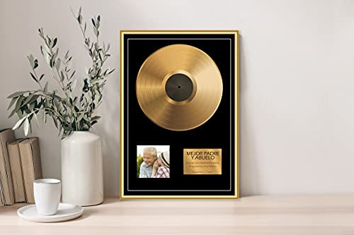 Oedim Regalo Original Placa Metacrilato Disco de Oro Personalizado, Fabricado en Metacrilato 4mm, 31x45cm, Efecto Espejo, Con Apoyo
