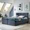 Boxspringbett Doppelbett TEO - Bett mit Bonellmatratze, mit Bettkasten für Bettwäsche und Topper. Gepolsterte Kopfstütze in 3 verschiedenen Varianten (Anthrazit, 120x200 TEO 1)