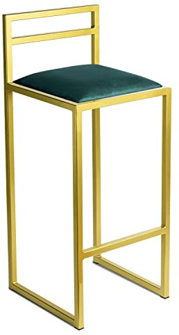 Barhocker Gold mit Lehne 95 cm - Metall Barstuhl mit Gepolstertem Sitz - Loft Style