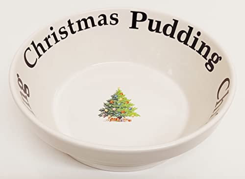 Rainbow Decors Christmas Tree Xmas Pudding Ceramic Round 800 ml 27 oz Bowl Baking Presentation Dish Hand Decorated UK