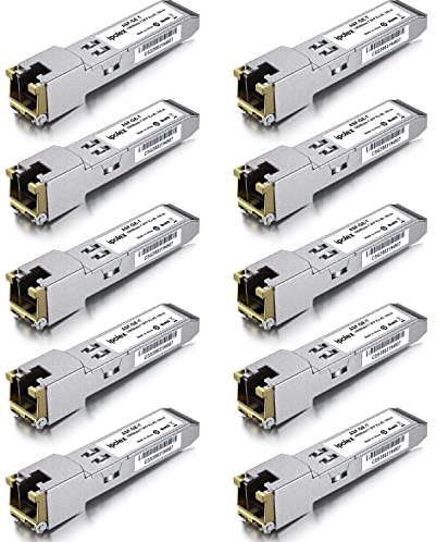 ipolex 10PCS 1Gb/s SFP to RJ45 Copper Mini GBIC Transceiver(CAT.5e, 100m) | 1000Base-T SFP Module, Compatible for Cisco GLC-T/SFP-GE-T, Meraki, Ubiquiti UniFi UF-RJ45-1G, Netgear, Mikrotik etc.