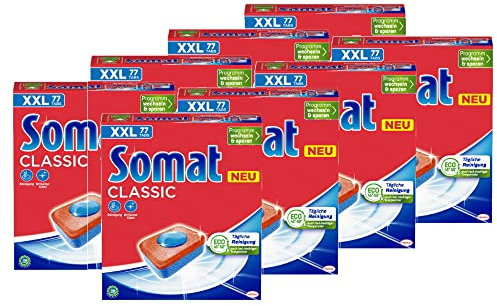 Somat Classic Spülmaschinen Tabs (8x77 Tabs), Geschirrspül für eine kraftvolle Reinigung, Spültabs hinterlassen strahlend Geschirr sogar bei niedrigen Temperaturen; Anzahl Der Teile: 11, 616.0 stück