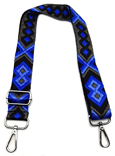 Schultergurt für Taschen Verstellbarer, Taschengurte zum Wechseln Grau-Blau 3.8cm Schulterriemen Breit mit Silber Karabiner, Umhängegurt für Taschen für Damen Taschen Handtaschen DIY, 11