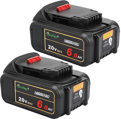Waitley Lot de 2 Batteries Perceuse de Rechange 20 V 6,0 A Compatibles avec Outils Électriques Dewalt DCB200