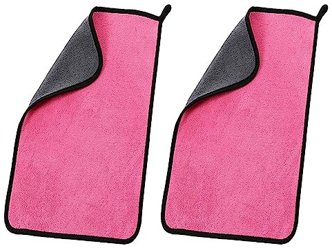MOCNT 2 Pièces Chiffons Microfibre de Nettoyage Voiture 500GSM Serviette Microfibre Séchage Rapide Serviettes pour Polissage Fartage Detailing Auto Absorption Doux 40x60cm Rose