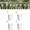 Wensmy 4PCS Metal Hanging Plant Flower Pots with Drainage Hole Fence Balcony Railing Planters Outdoor Garden Pots with Detachable Hooks (White)