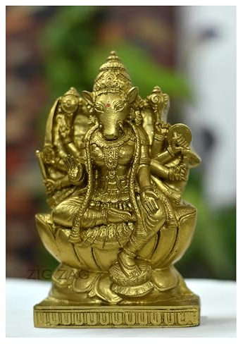 zig zag Varahi Amman Idol/Göttin Varahi Maa Statue für Pooja Zimmer, Zuhause, Büro und dekoratives Schaustück, goldfarben, Größe 20,3 cm
