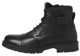 JACK & JONES Jfwdexter-Stivale in Pelle, Stivaletti Stringati Uomo, Antracite, 45 EU