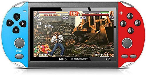 TechKing Consola de videojuegos X7 actualizada de 4.3 pulgadas, reproductor de juegos de mano, doble balancín, 8 GB, memoria incorporada, 10000 juegos, controlador de juegos MP5-05