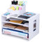 Belle Vous weißer vierstöckiger Schreibtisch Organizer - Ablage Schreibtisch - Ablageflächen für Dokumente - Schule, Büro oder Zuhause - Organizer Schreibtisch - Büroorganisation