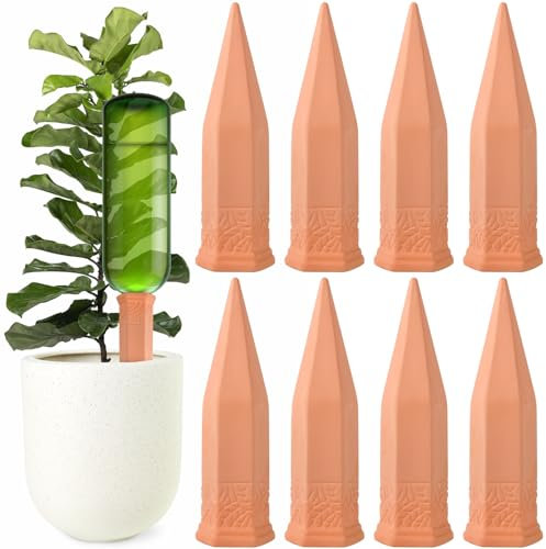 MOYKSRR Set Irrigazione a Goccia, 8X Coni Irrigatori per Piante, Irrigazione Automatica per Piante da Interno, Distributore d'Acqua per Piante per Piante,Fiori, Bonsai, Interni Esterni Giardino