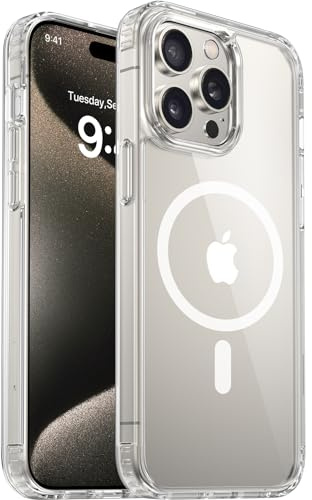 Diaclara Designed for iPhone 15 Pro Max Case, [with MagSafe] [Military Grade Drop Protection] Heavy Duty Full-Body Shockproof Phone Case, Clear