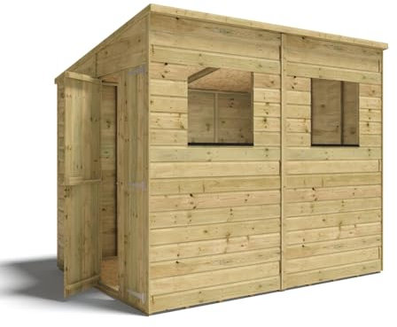 Project Timber Premium 8 x 6 Hobbyist Pent Windowed Garden Shed | Pressure Treated 11mm Tongue & Groove Shiplap Cladding | Door in Side Gable | Wooden Shed | 25-Year Anti-Rot Guarantee*