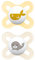 MAM Original Start Succhietto 0-2 Mesi (Set da 2), Ciuccio MAM 0-2 mesi con tettarella ortodontica in silicone, Kit da 2 accessori neonato con porta ciuccio sterilizzatore, Giallo/Neutro