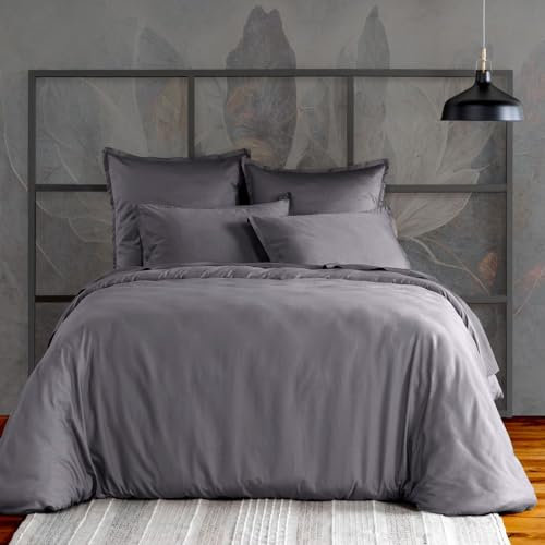 Housse de Couette 220x240 cm Satin de Coton Gris Foncé