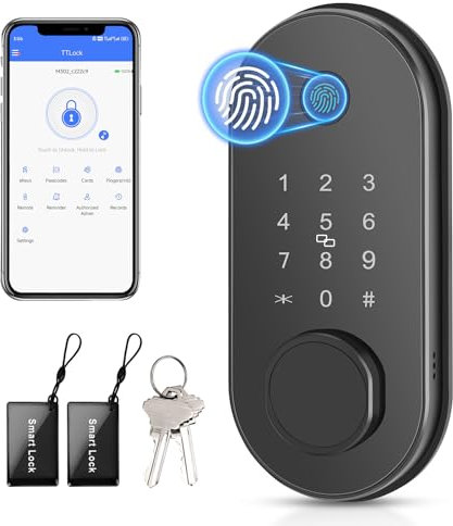 LOCTIAN Smart Door Lock Fingerprint Keyless Entry Door Lock APP Control Deadbolt Auto Lock Electronic Keypad Deadbolt Lock for Front Door Home Use Apartment