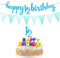 1 Bezug 6 Monate Happy Birthday Banner: Half Birthday Banner mit Glenten Kuchenaufsatz Zum Dreieckocker Flaggenbanner (Blau)