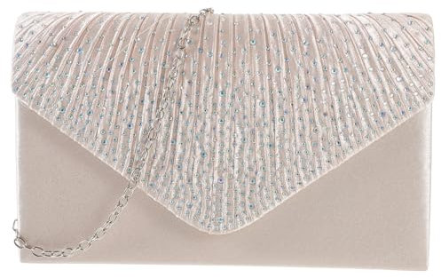 DEARMAMY Pochette Sera Sposa Con Strass Borsa Elegante Per Matrimoni e Cerimonie Clutch Raso Per Eventi Formali Design Compatto e Resistente Accessorio Per Prom e Feste