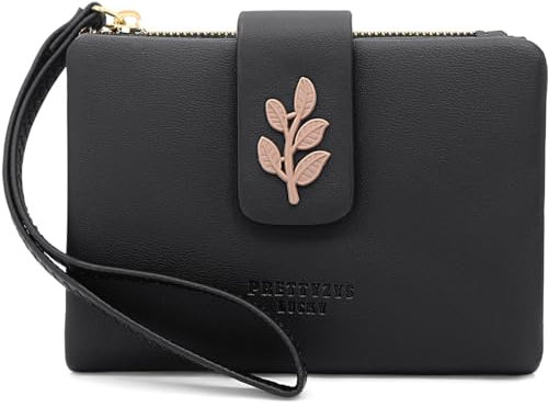 GOUNNU Porte Monnaie Femme en Cuir PU Portefeuille Femme Petit Format RFID Blocage Porte Feuilles pour Femme avec 7 Emplacements et Porte Monnaie à Fermeture éclair (Noir-1)