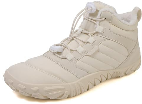 FlexEase Barefoot Botines Invierno Botas Montaña pour Hombre Mujer Botas Nieve Comodos Cálido y Antideslizante White 40EU