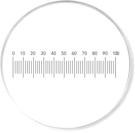 Mikroskop-Kalibrierung, Gleitschritt, Mikrometer, Lineal für die Kalibrierung der Augen, Schieberegler für das Auge