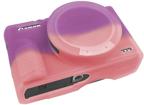 Camera Case for Canon G7 X Mark III, G7X3 Camera Cover Soft Silicone Protective Case Camera Body Skin Sleeve with Removable Lens Cover for Canon Powershot G7X Mark III DSLR Camera,Purple Pink