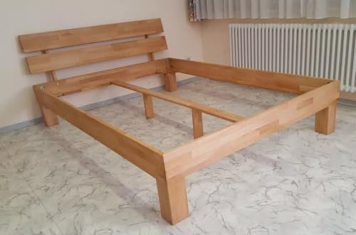 Generisch Massivholzbett UDO Kernbuche massiv geölt 140 x 200 cm, sehr stabiles Bett
