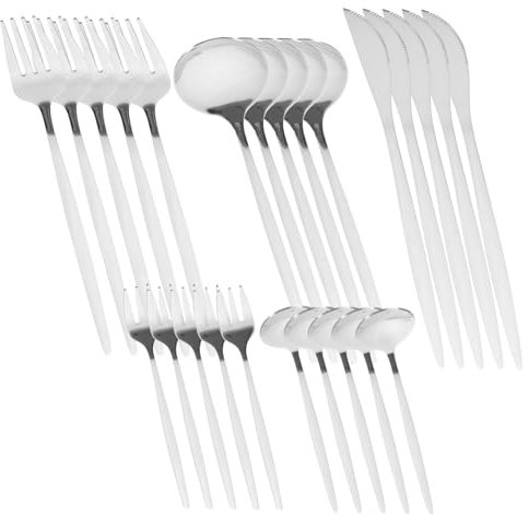 Cabilock 30stücke Teiliges Edelstahl Besteckset Für Zuhause Hochglanzpoliert Spülmaschinenfest Löffel- -messer Set Für Alltag Partys Und Besondere Anlässe