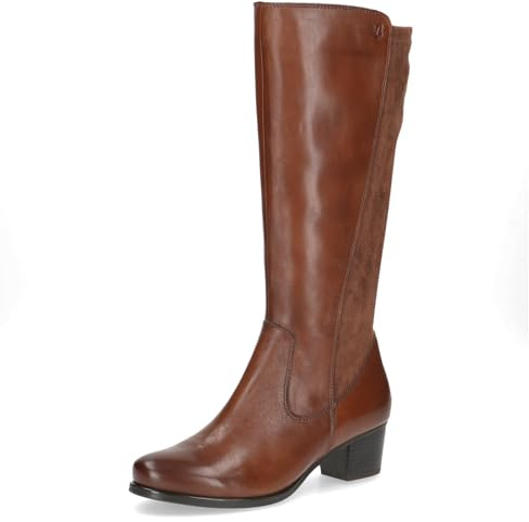 CAPRICE Damen Stiefel mit Blockabsatz Stretch-Schaft, Braun (Cognac Comb), 40 EU