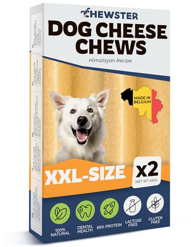 CHEWSTER Käsestangen - Kaukäse Hundeknochen - Kaukäse für Hunde - Langer Kauspaß aus natürlicher Milch – Natürliche Käse-Kauknochen (410 g, XXL, 2er Pack)