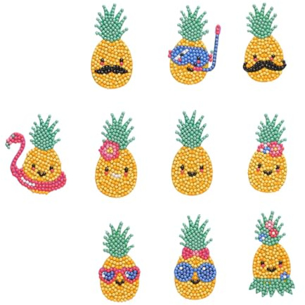 PAMINGONO Kleine Ananas Diamant Aufkleber 10 Stück Kinder Selbstgemacht Vollbohrer Bastelset Aus Harz Und Kunststoff Hautfreundlich Lernspielzeug Geschenk Für Geburtstag Und Feiertage