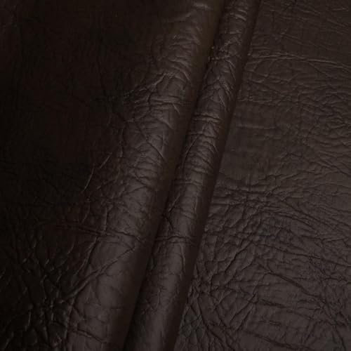 Fabreco - KUNSTLEDER Meterware MAMMUT (3 M x 140 cm) – Lederimitat in Lederoptik - Polsterstoff & Bezugsstoff Meterware für Möbelstoffe - Stoffe für Stühle Beziehen (Dunkelbraun)