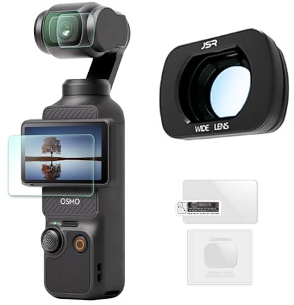 Magnetic Wide-Angle Lens Filter + Tempered Glass LCD Display Film for Osmo Pocket 3,Wide Angle Lens Filter Compatible with DJI Pocket 3 Accessories, Screen Protector(HD, 9H Hardness Screen Protector)